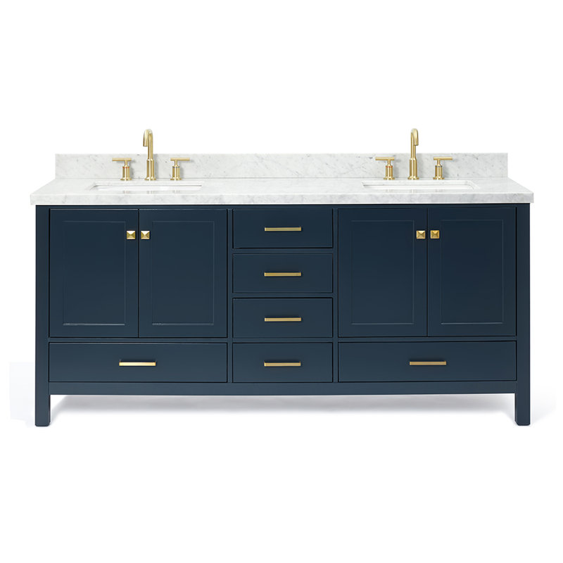 Ensemble de meuble-lavabo double 73 po Cambridge, Bleu minuit