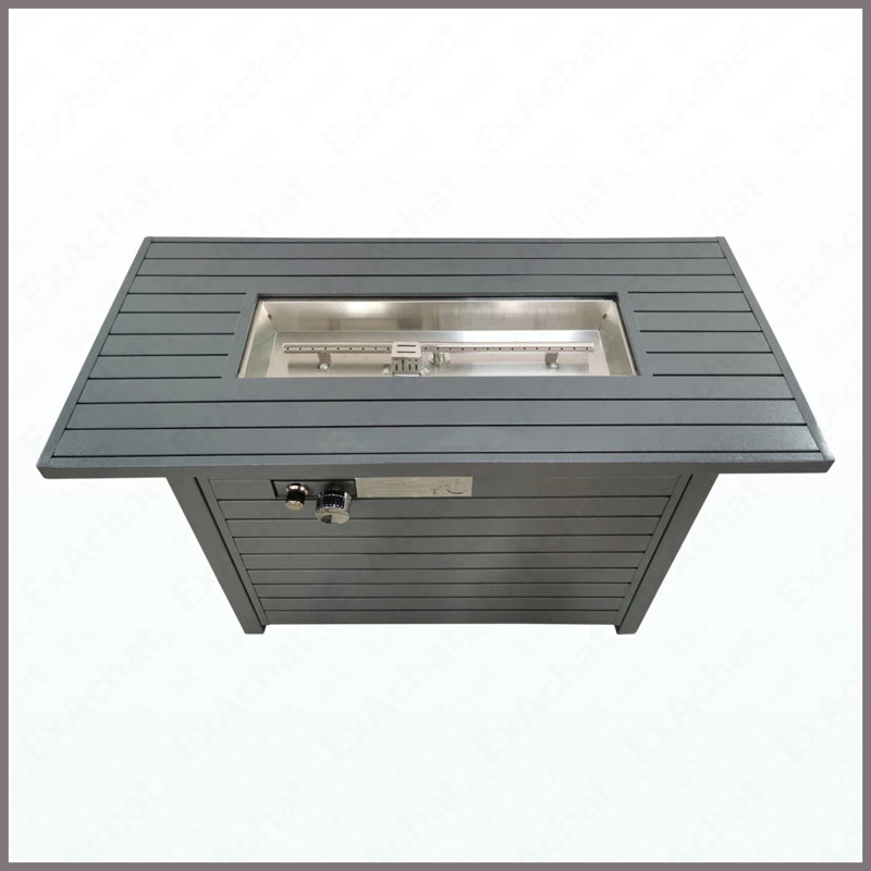 Table de foyer rectangulaire au propane en acier 40000 BTU pour la cour extérieure