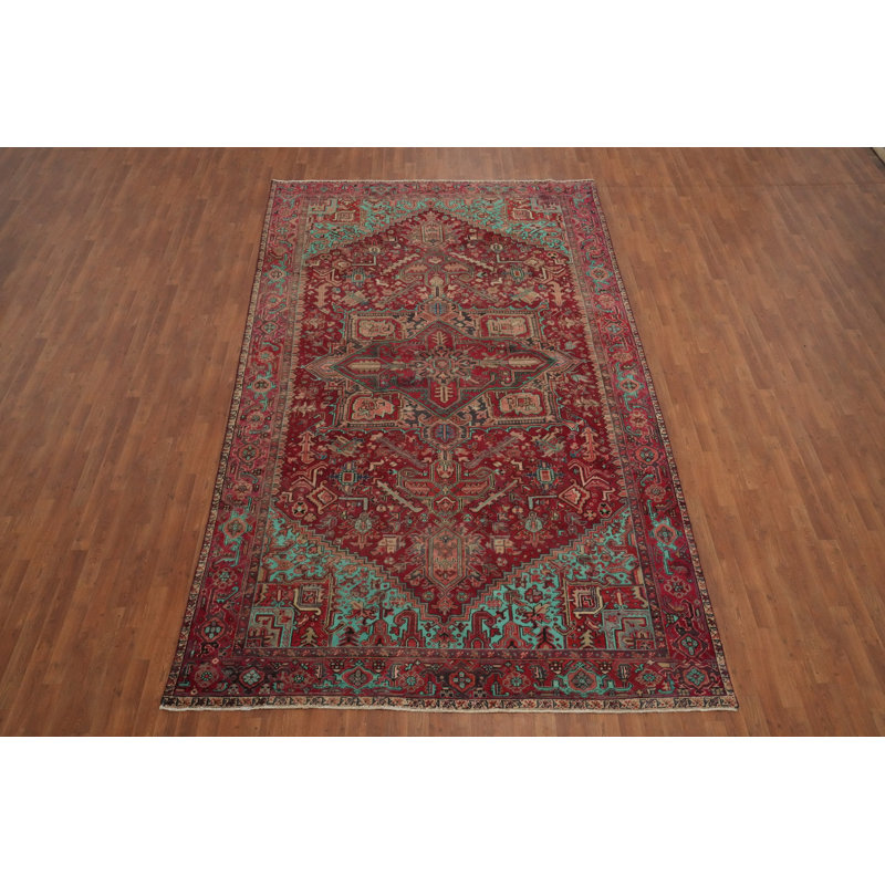Handmade Red Vegetable Dye Traditional Rug 8x13