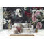 Murale fleur rose à motif géométrique foncé-1007614910