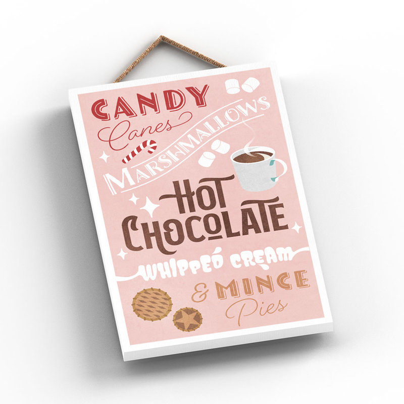 Xmas Candy Canes Wooden Plaque, 18.5cm H x 12cm W x 0.9cm D