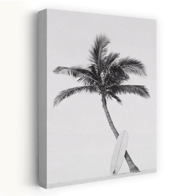 Palmier, planche de surf abstraite, art mural contemporain, H 36 po x l 24 po