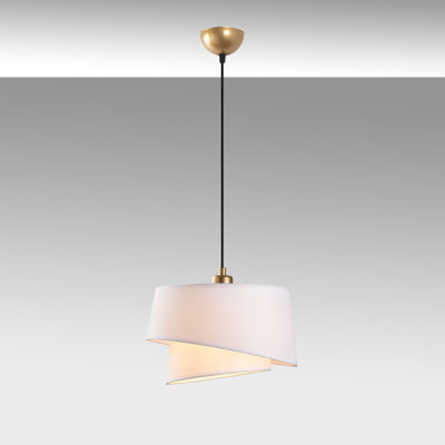 Elegant Adjustable Chandelier, Metal Body with White Fabric Cap, 12.6 x 6.7 inches | Cap Sizes: Ø12.6 & Ø8.7 inches | Max 40W E27 Socket, Height Adjustable from 11.8 to 47.2 inches | Perfect for Dining Room & Living Spaces