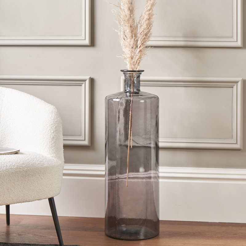 Handmade Glass Floor Vase, Grey