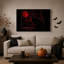 Art mural sur toile, "Chat noir à lune rouge"-1084649364
