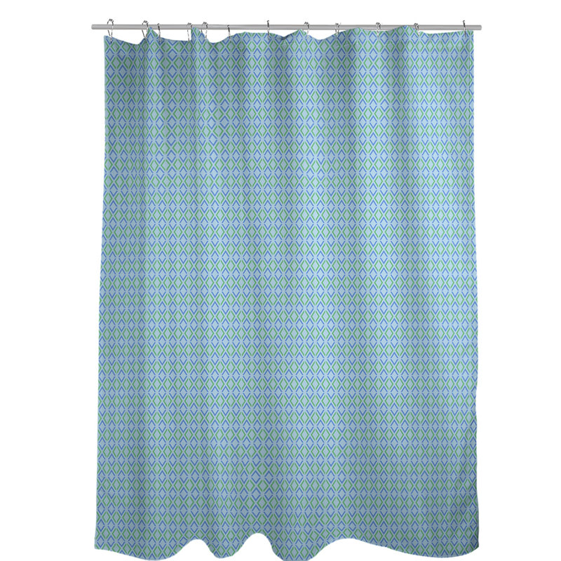 Rideau de douche simple hexagonal classique, Classic Hexagonal, Bleu / Vert