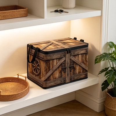 1Pcs Storage Box Fabric Box Patterns Foldable Storage Box Large Capacity Clothing and Toy Organizer with Lid
