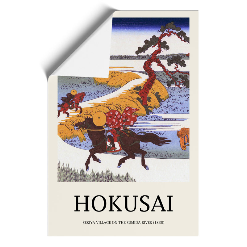 Horses in the Village of Sekiya Print by Katsushika Hokusai - Frameless Print, 30cm H x 21cm W x 0.1cm D