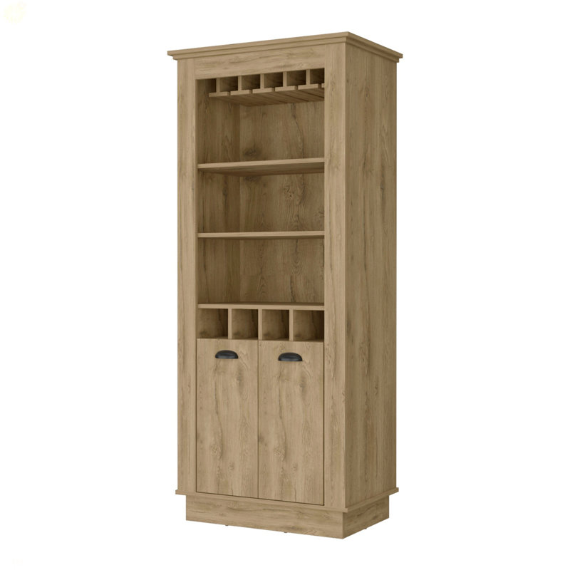 Tyler Black 4-Built In Wine Rack Bar Cabinet, Black
