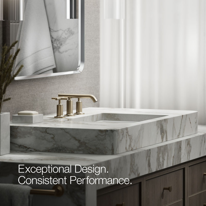 Purist Widespread Bathroom Sink Faucet with Low Cross Handles and Low Spout, Vibrant Brushed Bronze