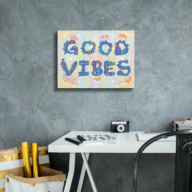 «Good Vibes» par Dean Russo, art mural sur toile, H 12 po x l 16 po x P 0,75 po