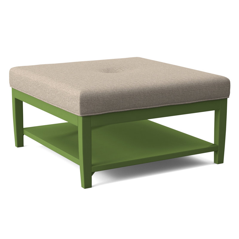 Hammond Square Ottoman, Antique Black Finish, Eggshell Crypton Performance; 0884-93