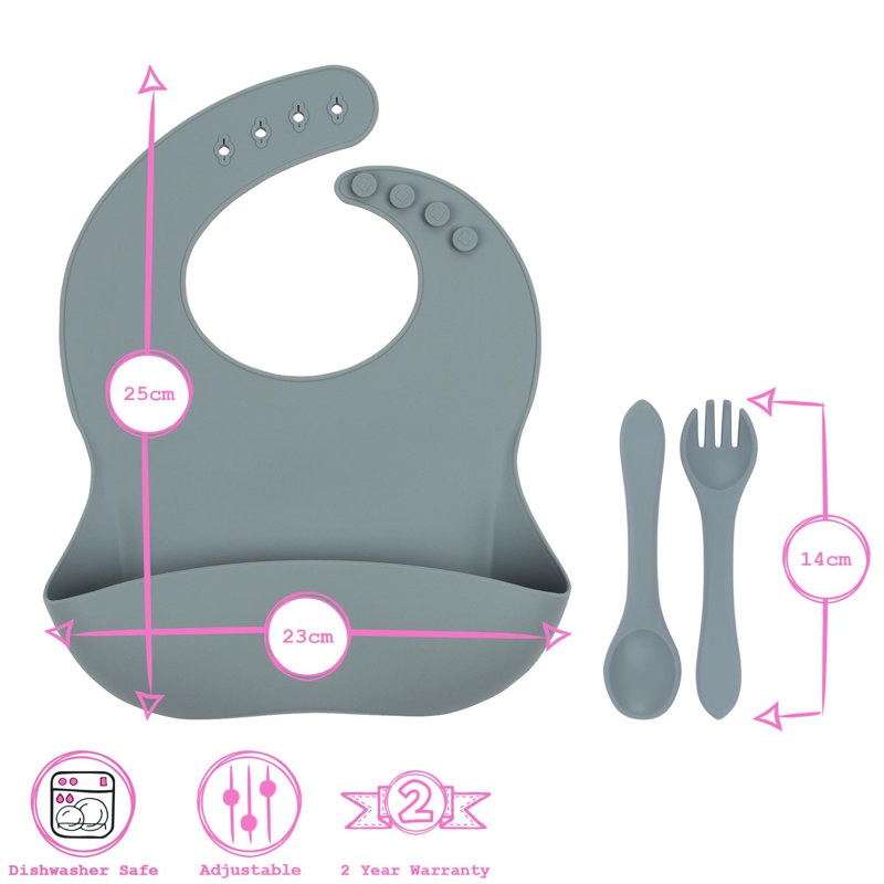 Tiny Dining - Baby Silicone Suction Weaning Set, Grey