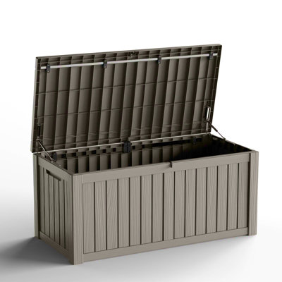 Boîte de rangement verrouillable en résine résistante à l'eau 54,27 "l 120 gallons (brun clair / gris)
