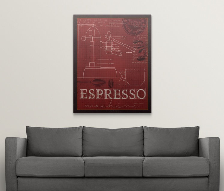 Anneliz «Coffee Blueprint IV» par Marco Fabiano, impression, Toile, H 14 po x l 11 po x P 1,25 po