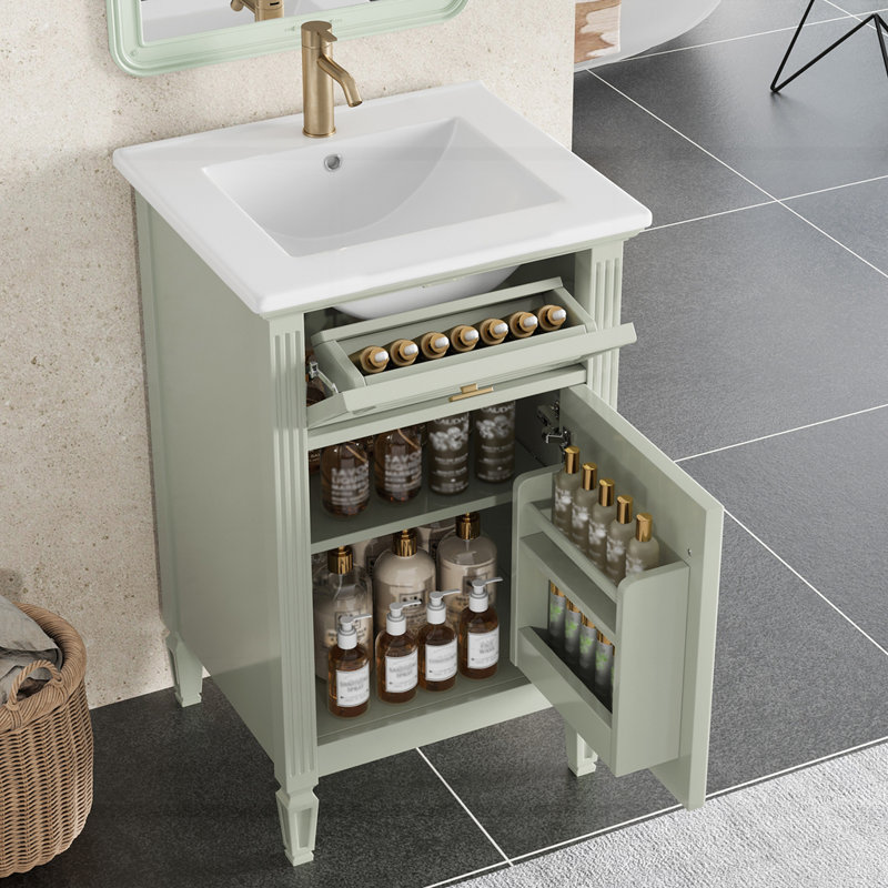 Meuble-lavabo de 20 pouces avec lavabo, Vert