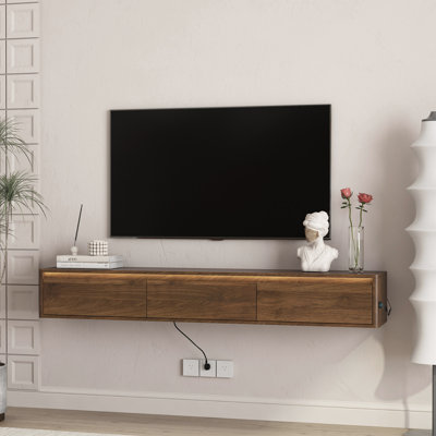 Floating Tv Shelf With Led Lights Modern Design For Living Room by Ivy Bronx