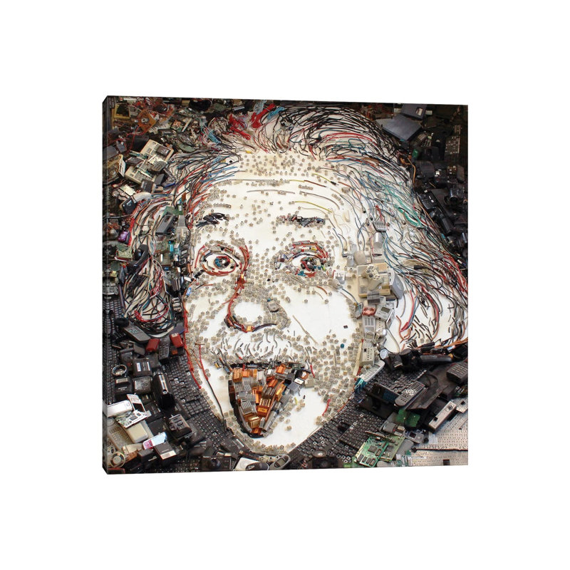 Albert Einstein 3D Portrait by Mr. Copyright - Wrapped Canvas Print, 30.48 cm H x 30.48 cm W