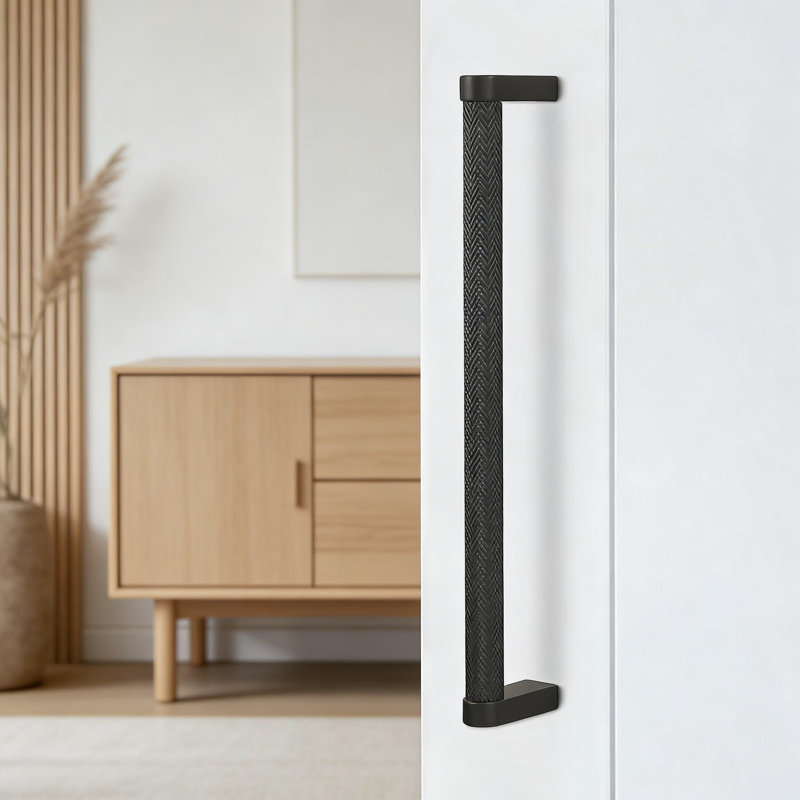 Paquet de 10 poignées d'armoire noires mates avec texture moletée, trou central de 6,3 po, poignées de cuisine et de tiroir durables pour la quincaillerie de meuble