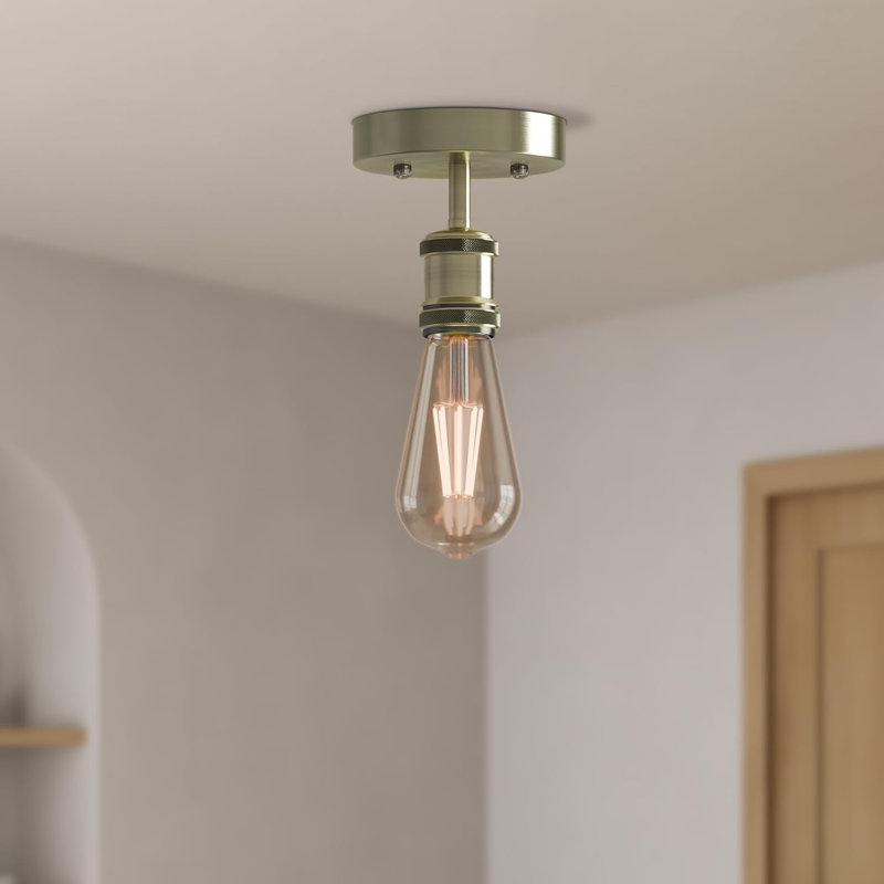 Semi Flush Mount, Green Brass