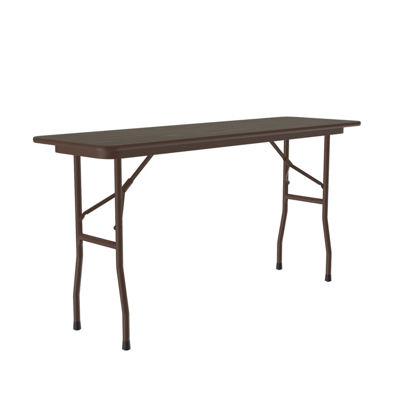 Medium Oak and Brown Steel Rectangular Folding Table
