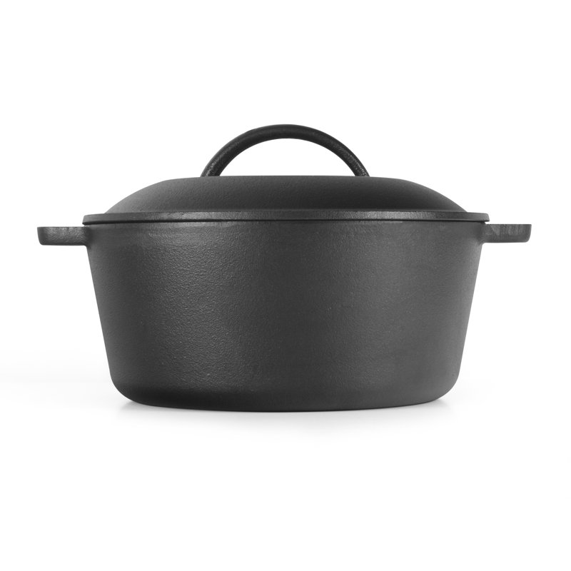 CHCI Series COMMERCIAL CHEF 5 Quart Cast Iron Dutch Oven with Dome Lid & Handles, Preseasoned