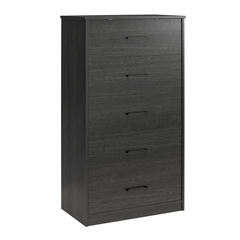 Brez 71 cm W Chest of 5 Drawers, Black Oak
