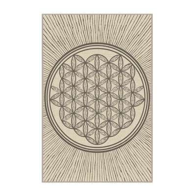 Soft Plush Earls Global Inspired Geometric Area Rug in Beige – Beige Binding