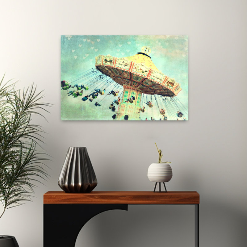 «Round and Round Dreamy Playful Vibrant Architecture Landscape Art», H 16 po x l 24 po