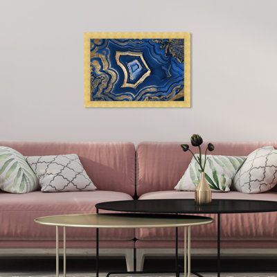 «Blue and Gold Abstract Geode» par Oliver Gal - reproduction
