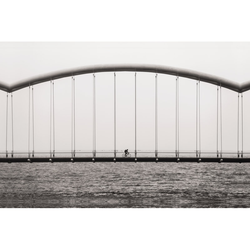 Bike On Bridge - Wrapped Canvas Art Prints, 61cm H x 91cm W x 3.8cm D