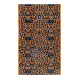 Rug & Kilim’S Contemporary Tiger Skin Runner Rug In Navy Blue & Gold Pictorial