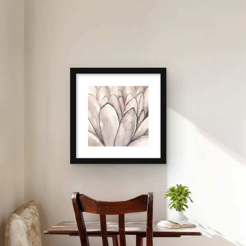 «Blush», impression de fleur rose encadrée, Noir, H 16 po x l 16 po