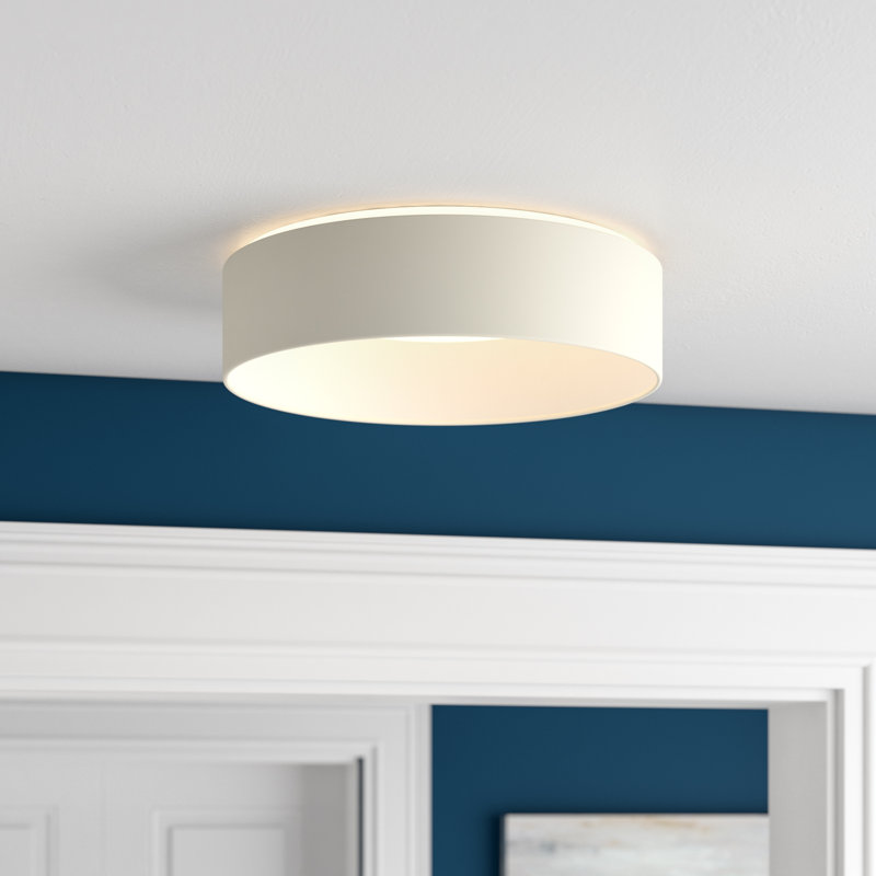 Carley Fabric LED Flush Mount, 9cm H x 32cm W x 32cm D, Cream / White