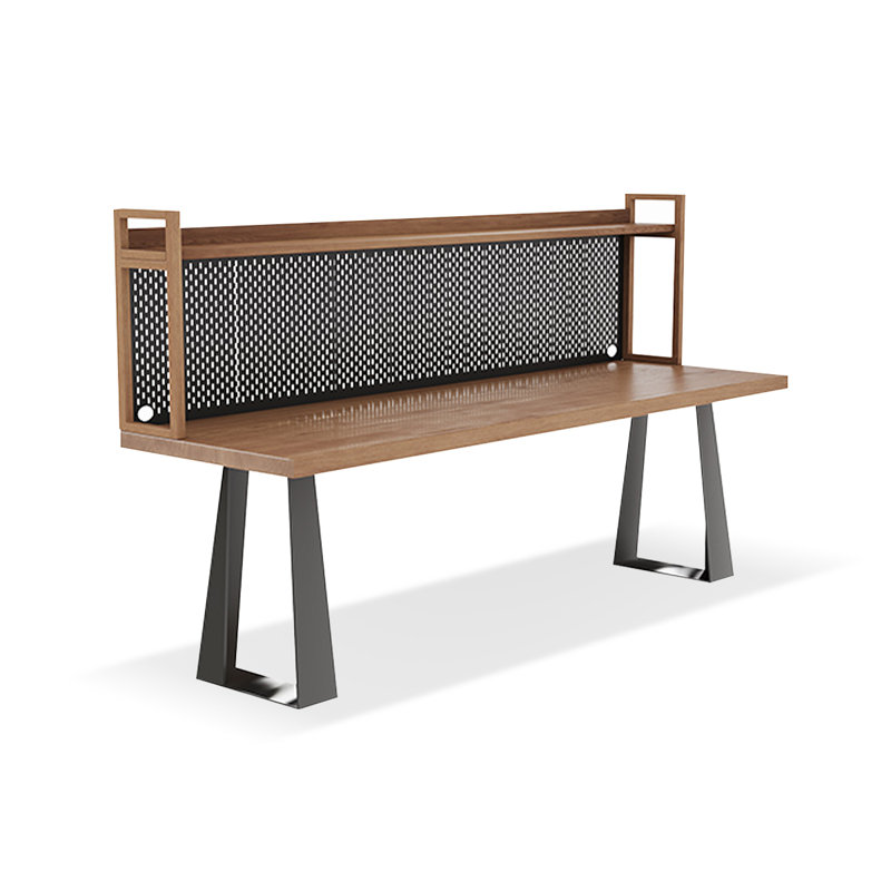 Bureau noyer + bois massif rectangulaire noir + fer, H 57,09 po x l 70,87 po x P 23,62 po