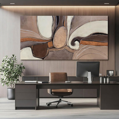 Earth Tone Abstract Wall Art Textured Canvas Prints Minimalist Wall Decor For Living Room Bedroom Office 24X48 Inch
