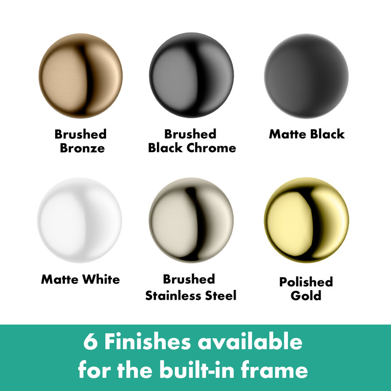XtraStoris Individual Wall Niche Matte White with Design Frame 15.38" x 9.5" x 4", Brushed Bronze