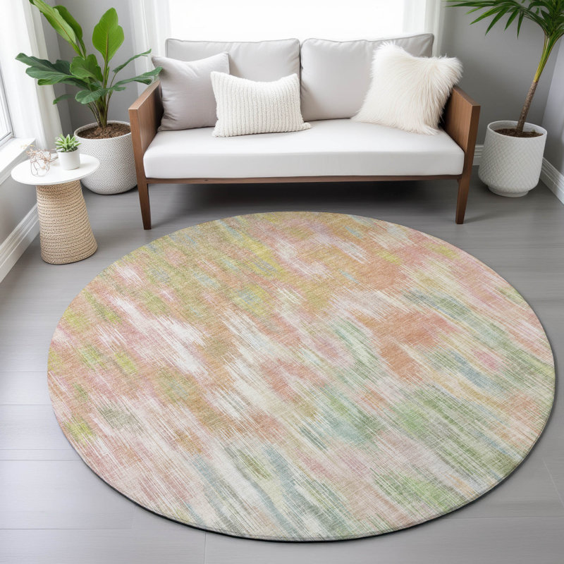 Machine Washable Indoor/Outdoor Amanda ACN2129 Abstract Rug, Round 8'