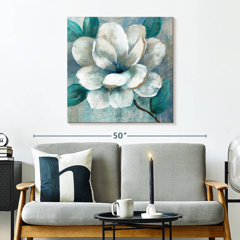 Harnek Teal Magnolia II, 30" H x 30" W