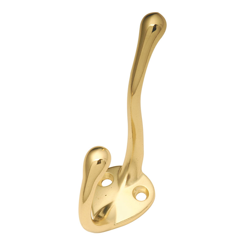 Zinc Wall Hook, Polished Brass