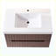 Meuble-lavabo flottant mural 24 po avec lavabo en acrylique intégré blanc, armoire en contreplaqué pré-assemblée avec 2 tiroirs, noyer foncé
