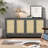 Retro Sideboard With 4 Rattan Doors And Adjustable Shelves