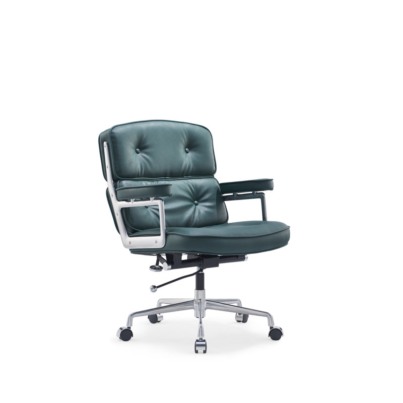 Chaise de bureau ergonomique moderne en cuir synthétique avec mousse haute densité et structure en alliage d'aluminium, Vert
