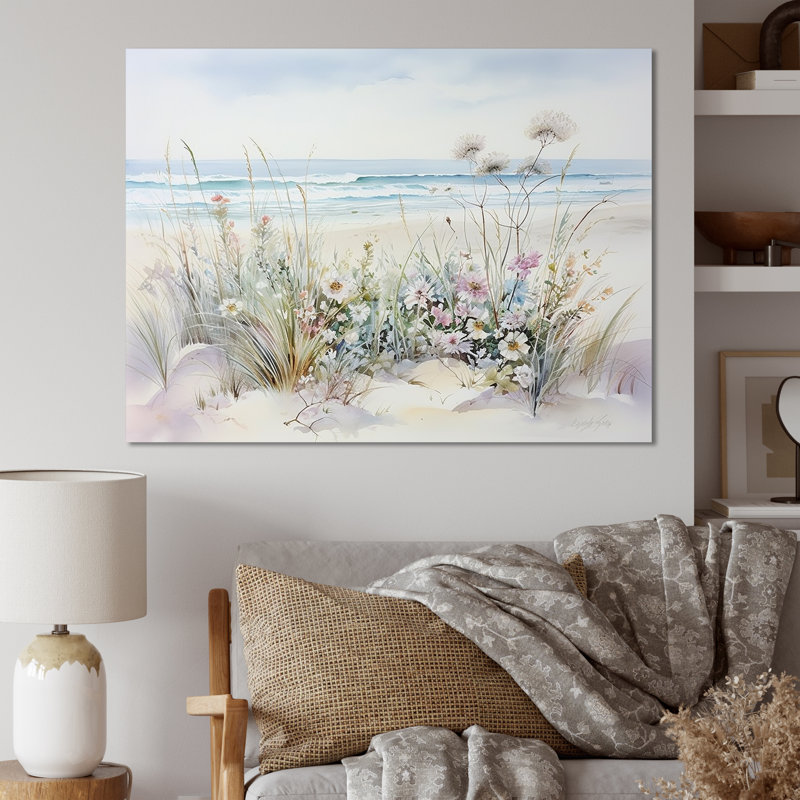 Wildflowers On The Beach II, 30" H x 40" W, Wrapped Canvas, No Frame