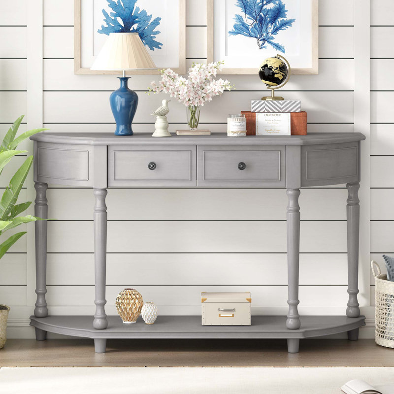 Console Roshawna 52, Gris délavé, Gris délavé, H 33,5 po x l 52 po x P 13 po