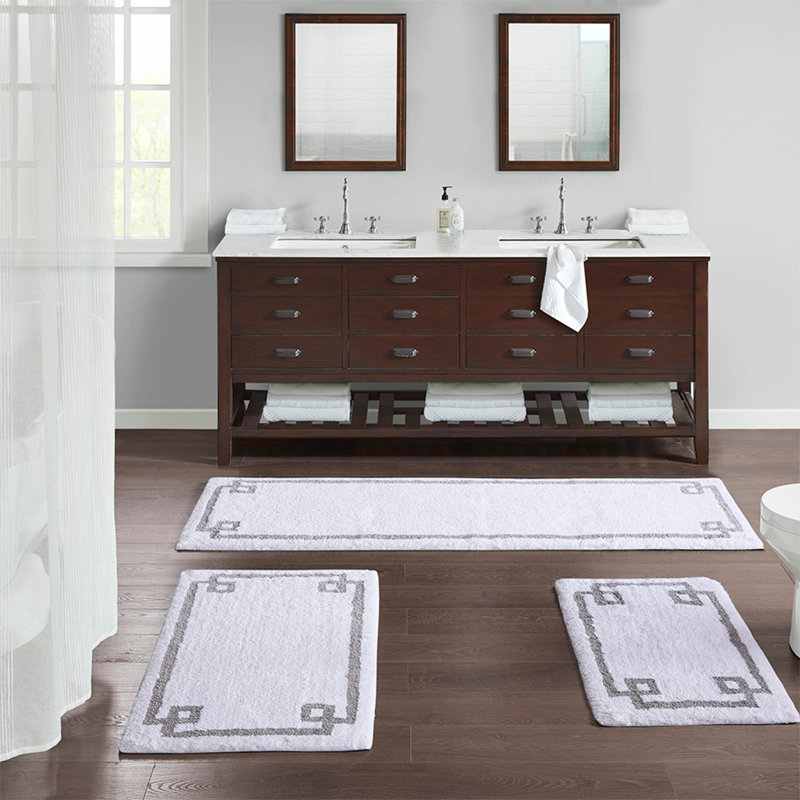 Tapis de bain luxueux en coton touffeté - Grand 24 po x 72 po, Blanc