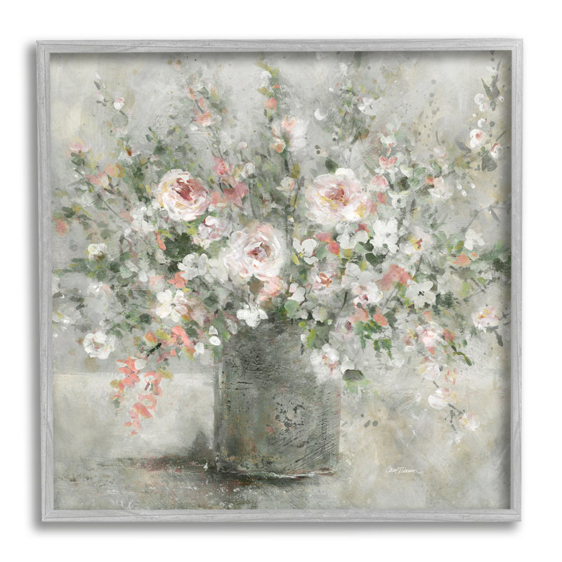 Bouquet de fleurs douces et roses par Carol Robinson, H 24 po x l 24 po x P 1,5 po, Estampe numérique Farmhouse