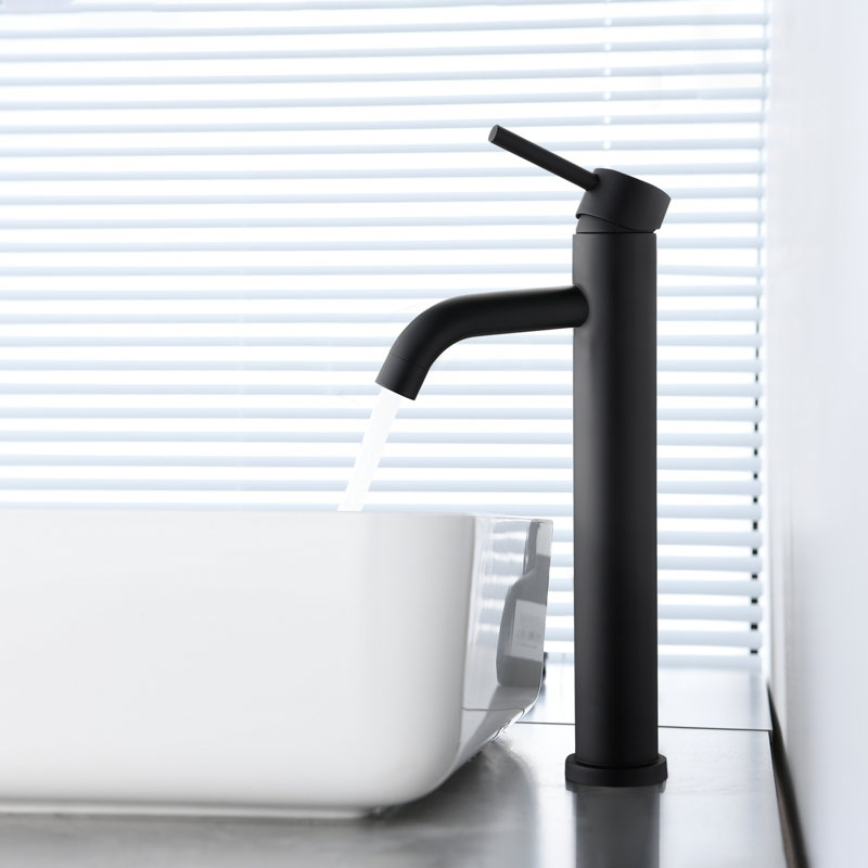 Vessel Single Hole Bathroom Faucet, Black