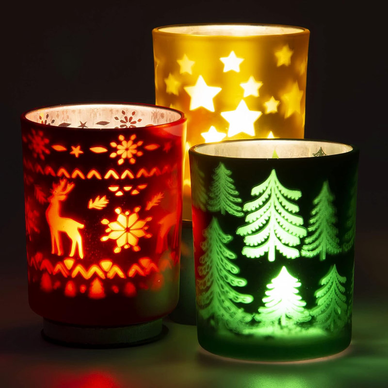 4'' H Glass Tabletop Votive Holder with Candle Included