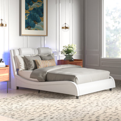 Belarmina PU Upholstered Low Profile Platform Bed with LED Light